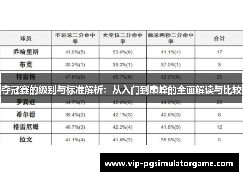 夺冠赛的级别与标准解析：从入门到巅峰的全面解读与比较